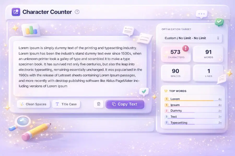 Character Counter Count characters and words accurately for ads, posts, SMS messages, and listings. Includes platform-friendly limits so your text never gets cut off.